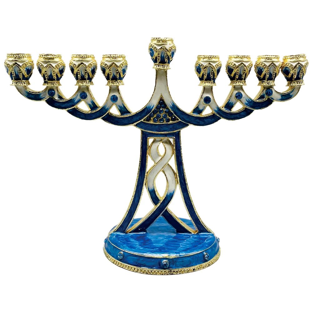 

1pcs 9 Branch Hanukkah Menorah Vintage Metal Holder Religious Festival Decor Tabletop Decoration Home Party