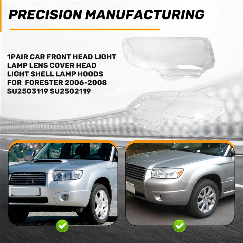 

Premium 1Pair Car Front Head Light Lamp Lens Cover Head Light Shell Lamp Hoods For Subaru Forester 2006-2008 SU2503119 SU2502119