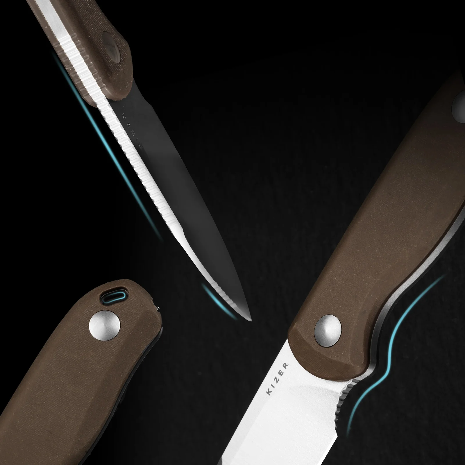 Kizer شفرة مثبتة سكين قطرة الدب فيكس 1092/1093/1094 G10/ميكارتا/ألياف الكربون مقبض AEB-L/S45VN/14C28N/M390 شفرة EDC السكاكين