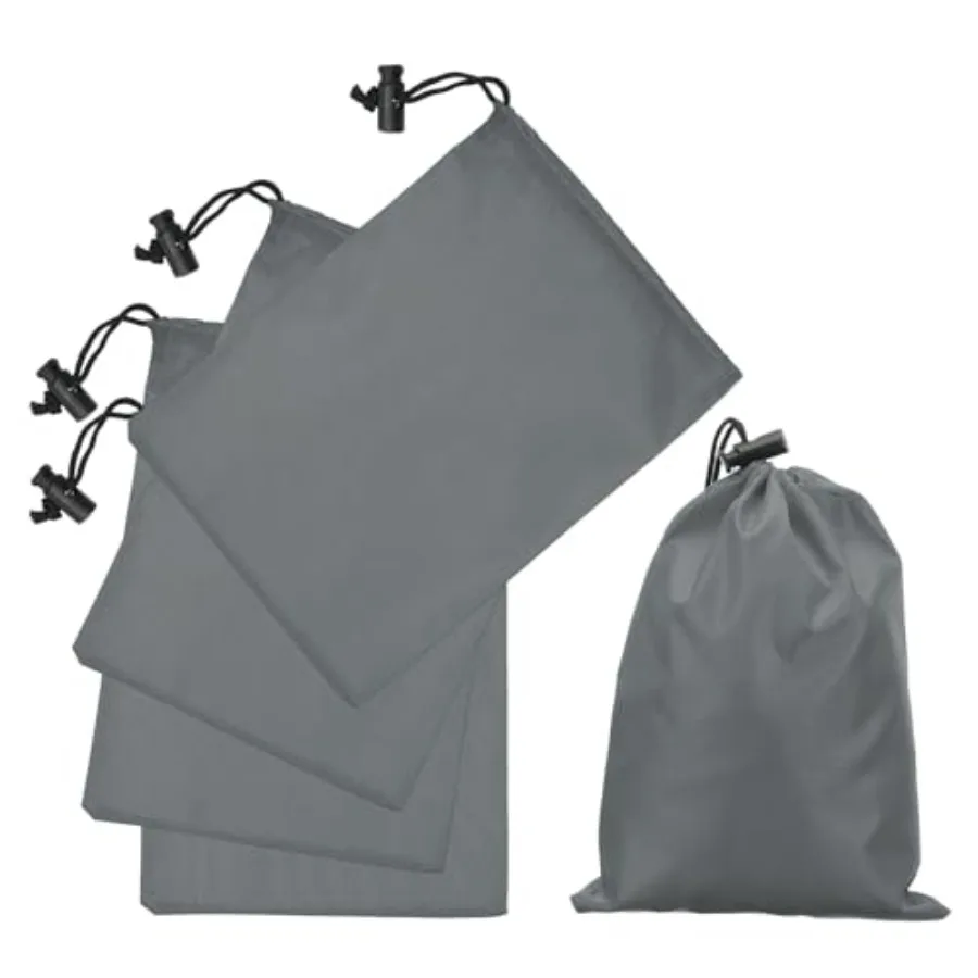 5Pcs 210D Polyester Drawstring Bag with Toggle, 6 x 8 Inch Waterproof Travel Storage Bag Foldable Stuff Sack Cinch Sack for Gym
