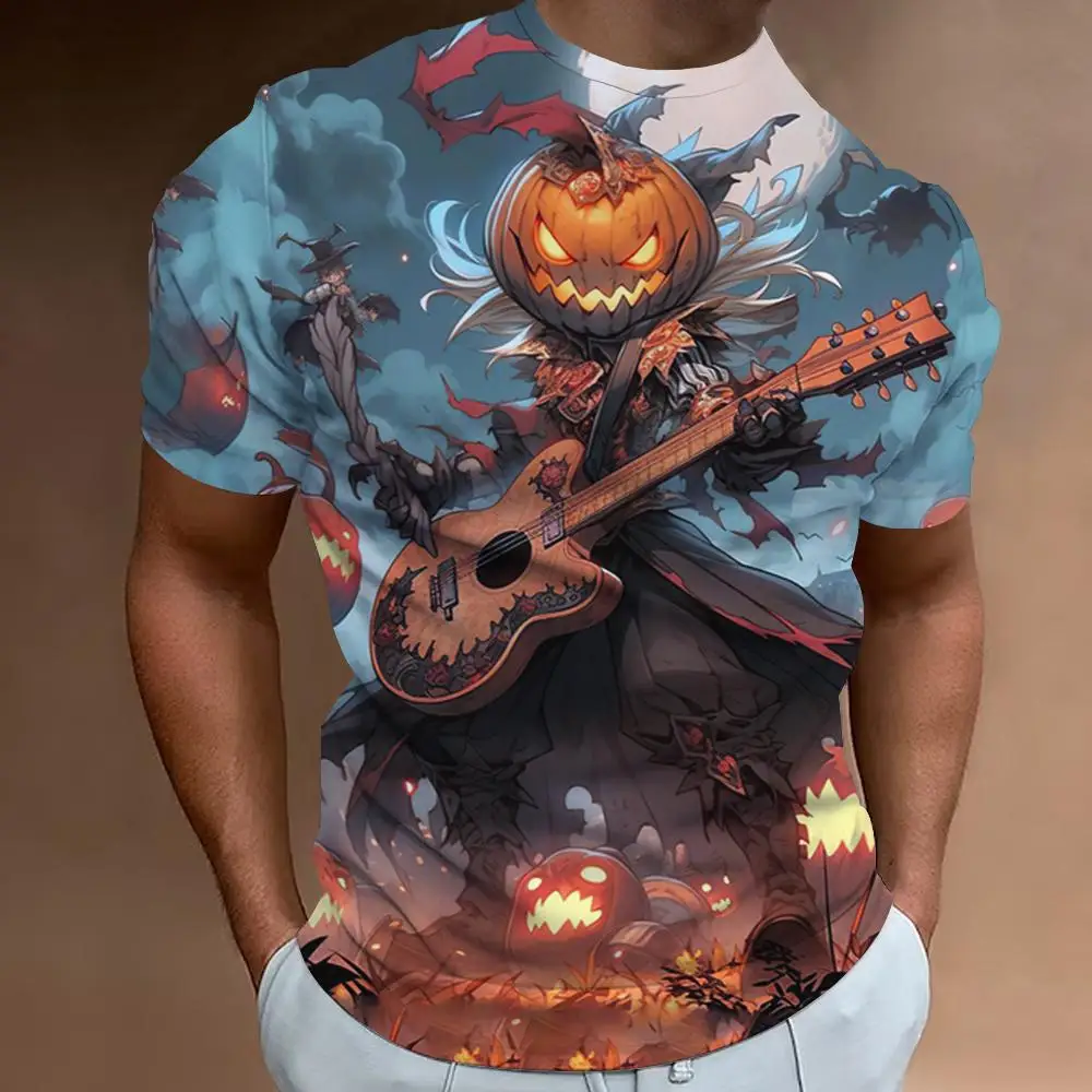 Halloween Pumpkin Men T-shirt 3D Printed Casual Harajuku Horror Top Tees O Neck Short Sleeve Sport Outdoor Oversized Clothing