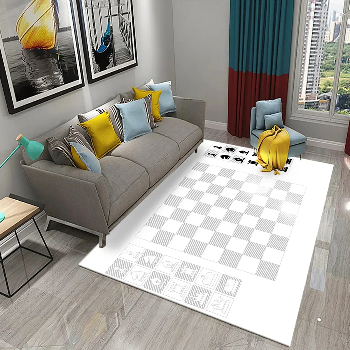 International Chess Flying Chess Carpet Kid Play Games Mat Child Carpet Area Rugs Bedroom Living Room Floor Mat Non Slip Rugs