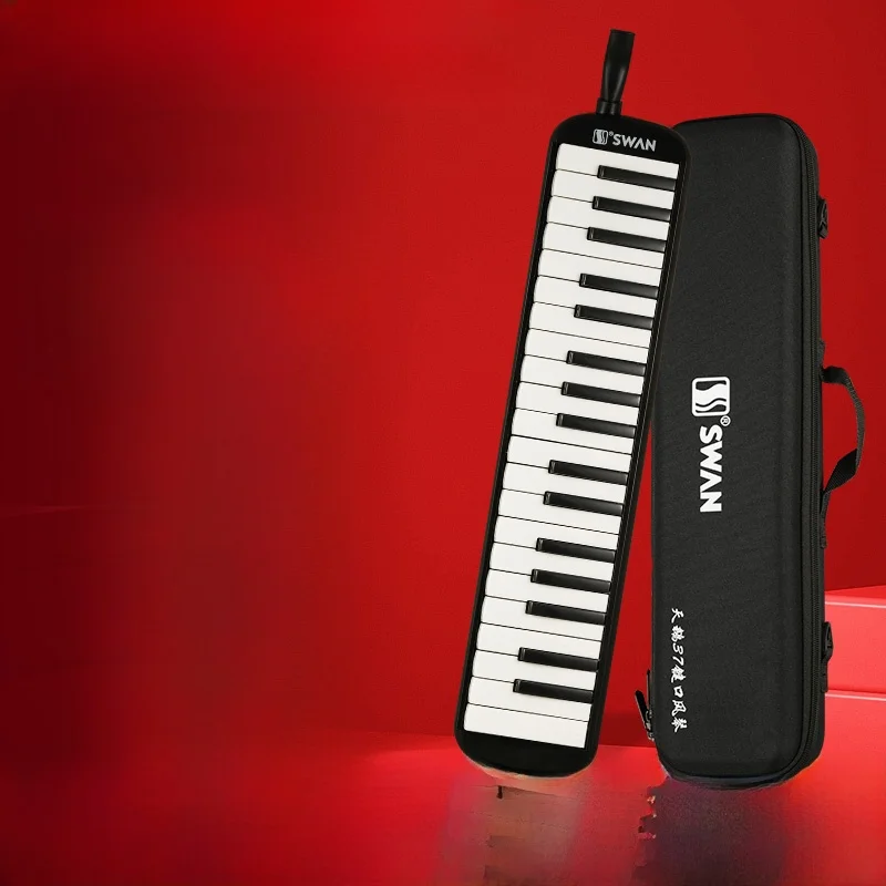 swan-brand-37-key-32-key-accordion-professional-performance-level-student-grade-black-color-primary-and-junior-high-school-use