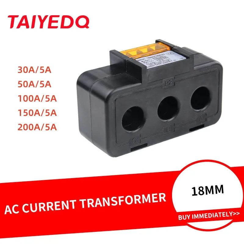 Three Phase 0.5 Class 18mm Current Transformer CT 30A 50A 100A 150A 200A AC Current Transformer