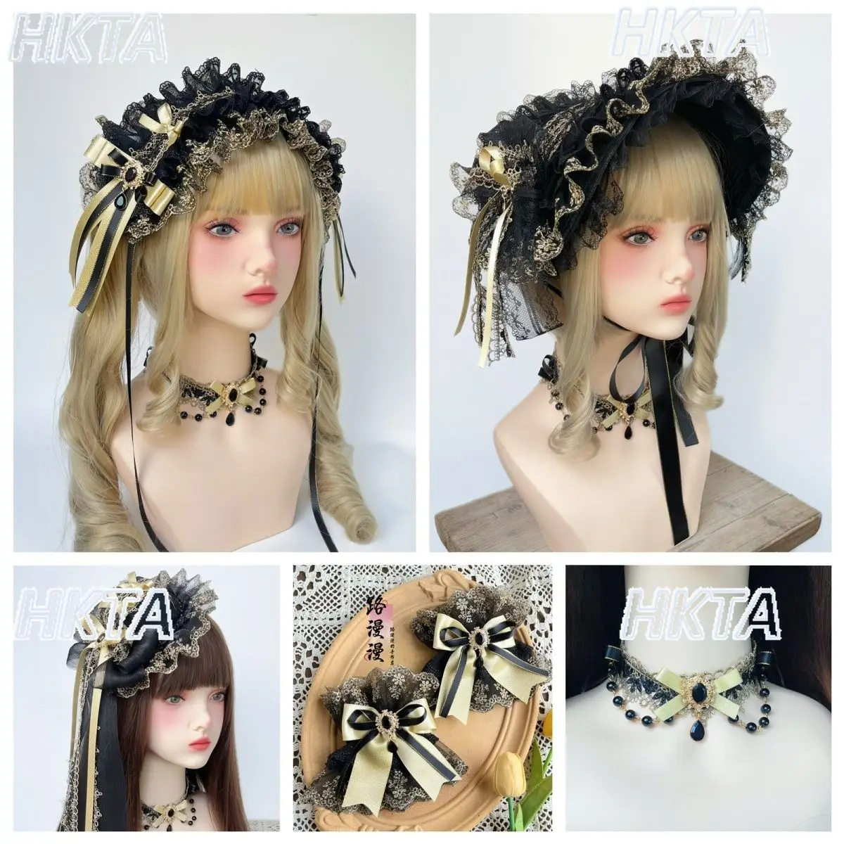 

Japanese Gorgeous Elegant Sweet Lolita Bnt Flat Hat Flower Ball Headband Hair Accessories Lace Bow Hair Clips New Headwear Women