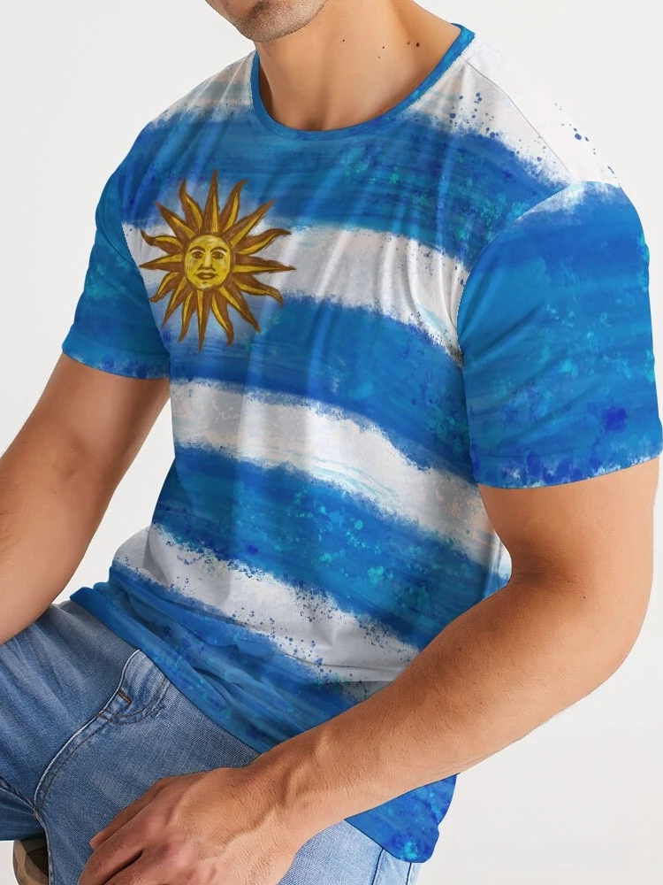 Fashion Uruguay Flag Graphic 3D Print Men T-shirt Summer O Collar Short Sleeve Street Loose Tops