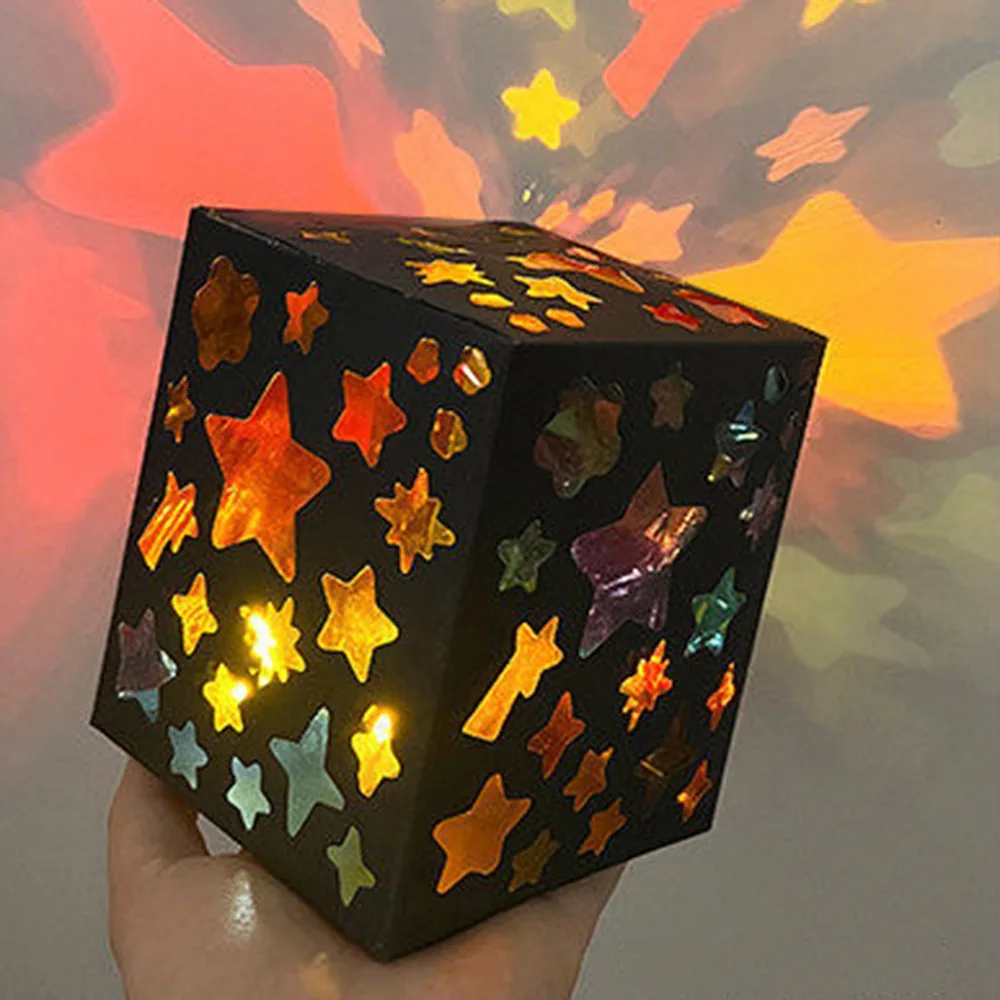 Colorful DIY Projection Lamp Kit Glass Paper Handmade DIY Lantern Making Kit Early Educational DIY Material Pack