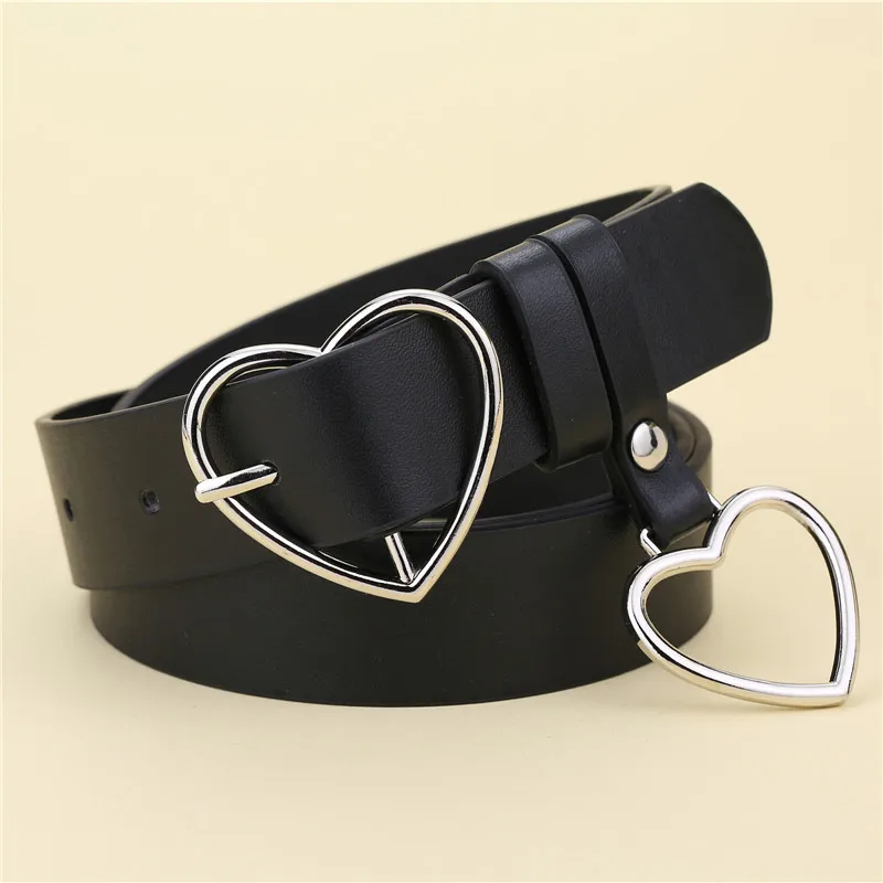 

Women's Fashion Leather Belt Metal Heart Buckle Camel Retro PU Waistband Designer Cinto Feminino Pants Strap for Women Girls