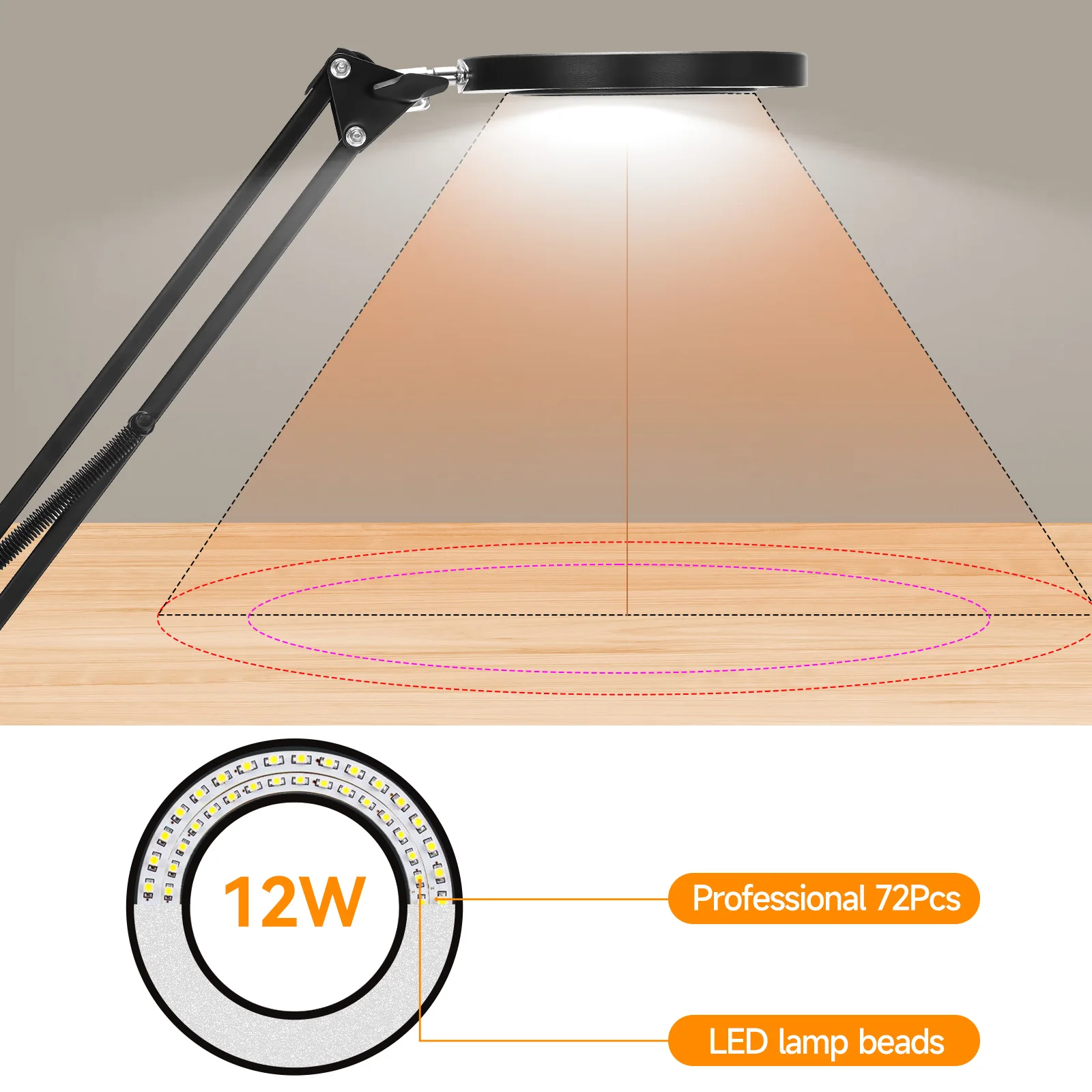 5X/10X beleuchtete Lupe USB 3 Farben LED Lupe für Lötkolben Reparatur/Tischlampe/Hautpflege Schönheit