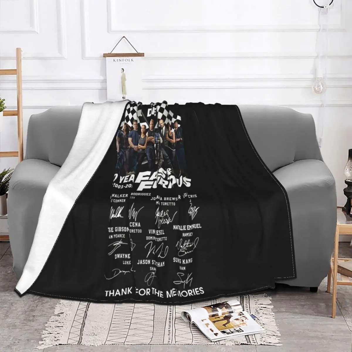 Fast Furious 20 Years Ride Or Die All Cast Signed Size S 5Xl New Brand Family Anime Movie Halloween Throw Blanket