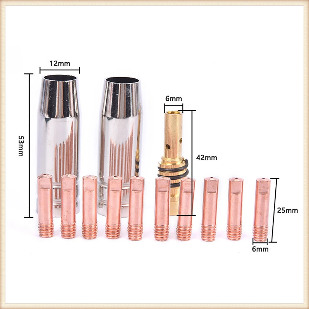 MIG Welding Torch 14pcs/set MIG Consumables 0.8/1.0mm Welding Tip Gas Nozzles Diffuser EU Style 15AK Torch Welding Tools