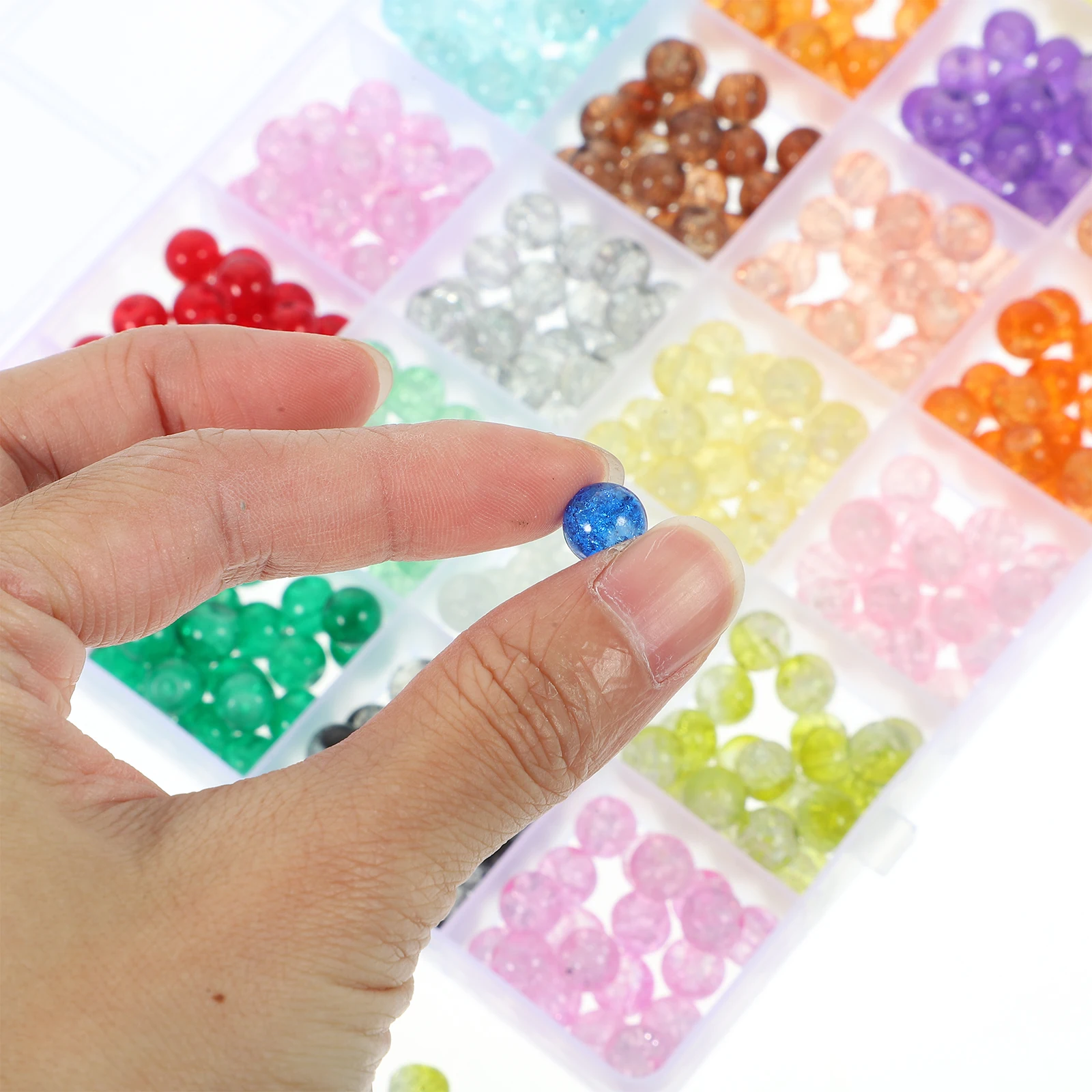 1 scatola di perline di vetro con motivo scoppio, perline sfuse fai da te per realizzare braccialetti, collane, gioielli artigianali, collane di perline