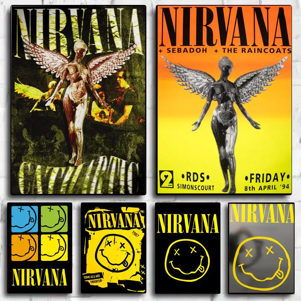 Famous Rock Band N-Nirvana Poster Modern Minimalist Wall Art Prints for Bedroom Living Room Aesthetic Room Decor Gift