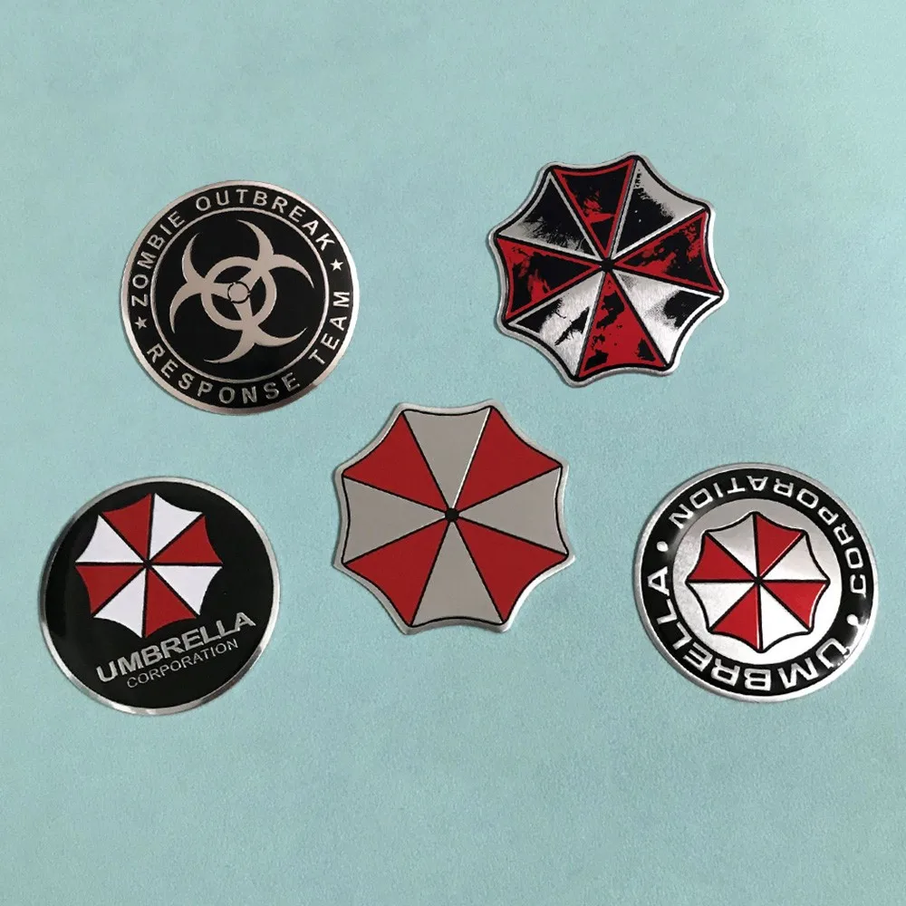 Motorcycle Exhaust Pipe Modification Accessories Resident Evil Umbrella Metal Aluminum Label Decal Shock Absorber Decor Stickers