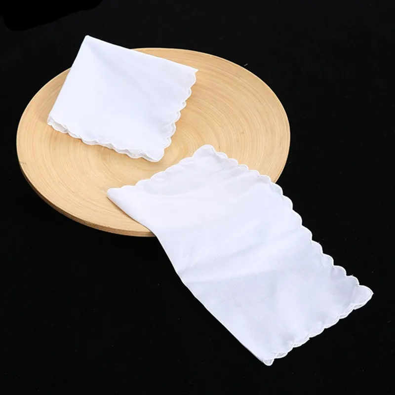 3Pcs 100% Cotton 30x30cm White Solid Color Lace Handkerchiefs For Women Reusable Suit Pocket Square Towels Tea Party Favors