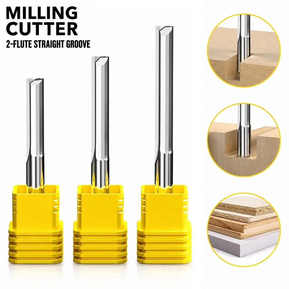 2 Flute Milling Cutter Solid Carbide Steel Straight Slot CNC Router Bit 3.175 4mm Shank End Mill