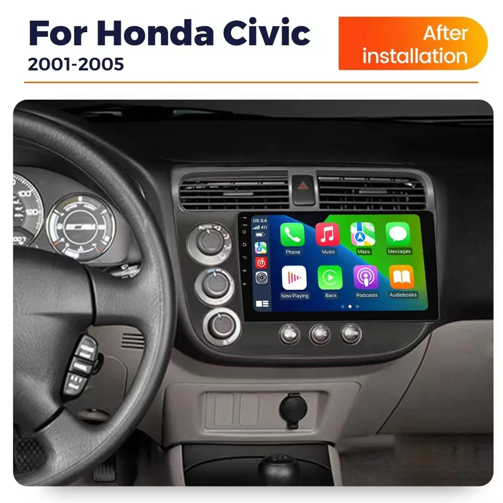 Autoradio pour Honda Civic 256-2000, 8 Go + 2006 Go, Android, Stéréo, Lecteur de Limitation, Navigation, WIFI, FM, GPS, Unité Principale Audio