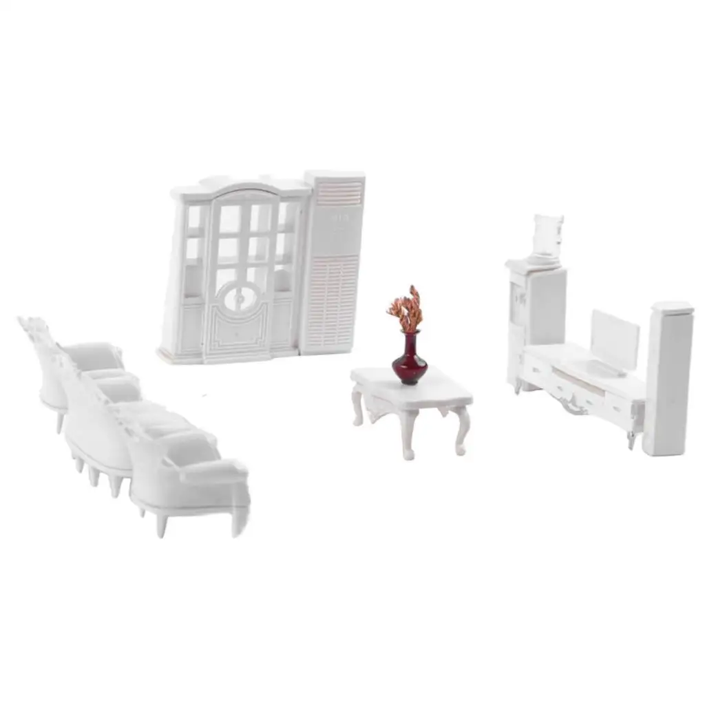 

1:2 size living Room Furniture Sofa Table DIY Kit Dollhouse Accessory White