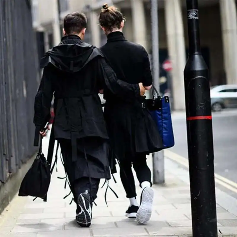 New Leg Large Point Wide Loose Nine White Black Casual Skirt Pants Trendy Men's Personalized