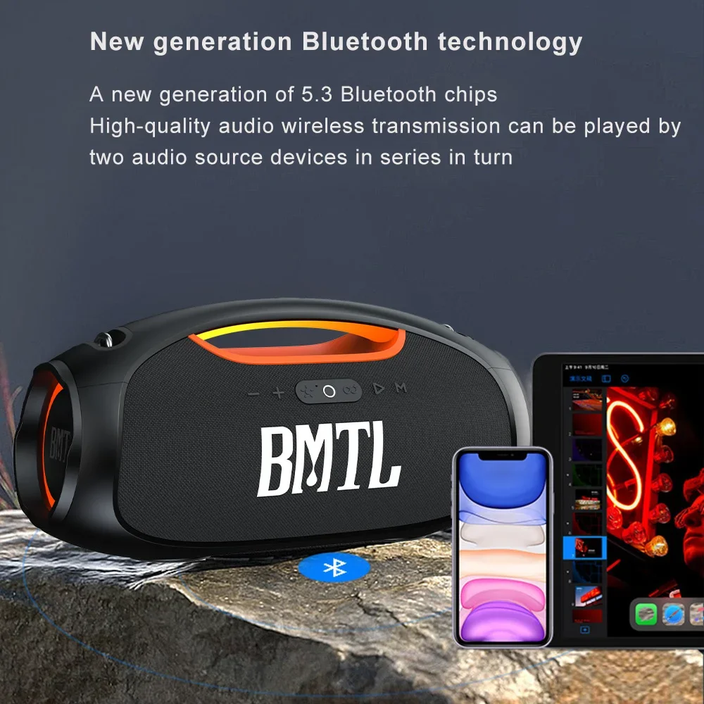 100W Stereo Shocking Bass Speaker Original BMTL Boombox with RGB Light Portable Wireless Bluetooth HIFI Subwoofer Caixa De Som