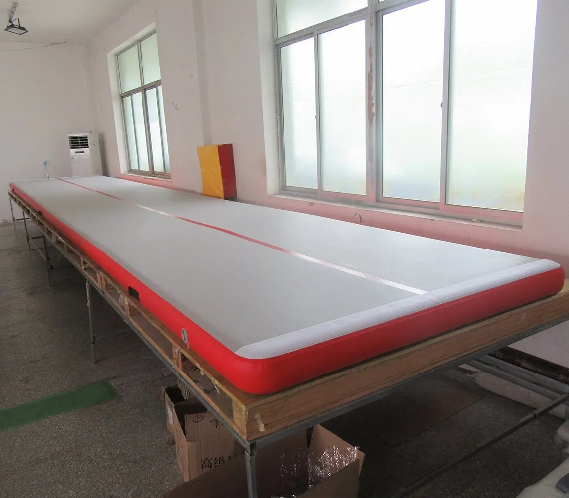Tapis de culbutage de piste d'air 7x1x0.2m tapis de piste d'air de gymnastique gonflable vert, tapis de sol d'air avec pompe à air électrique