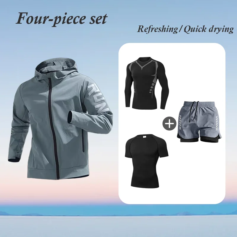 

Men's 2025 Spring and Summer Sports Set Trendy Quick-Drying Breathable Soft Fabric Wear High Elastic Running Workout Outfit