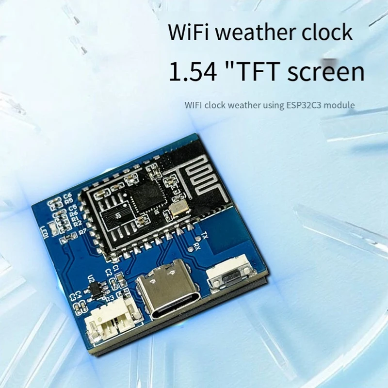 1 PCS Wifi Weather Clock ESP32-C3 1.54 Inch TFT Color Screen PCB Temperature & Humidity Display Multi-Functional Module