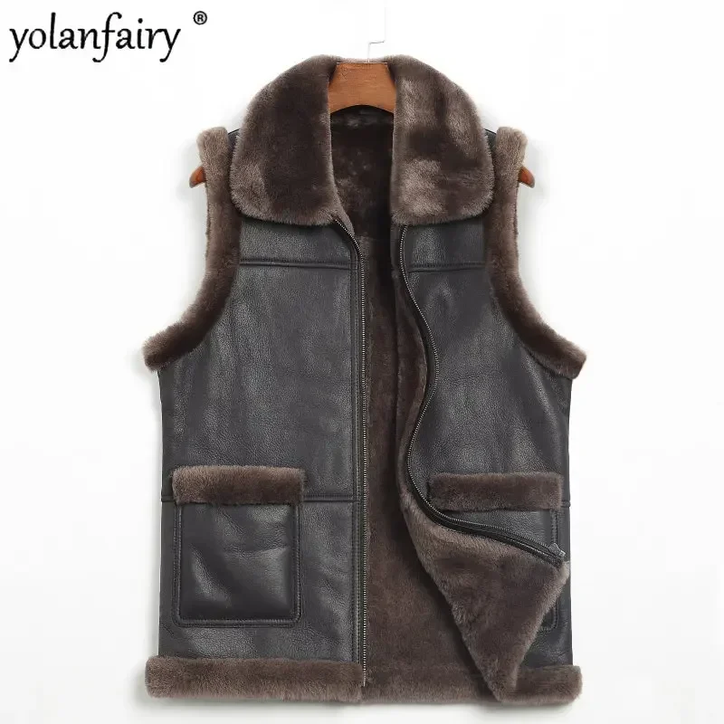 

2022 New Winter Jacket Men’s Clothing Thick Real Sheepskin Fur Natural Fur Coat Men's Winter Vest Real Leather Clothes Chaqueta