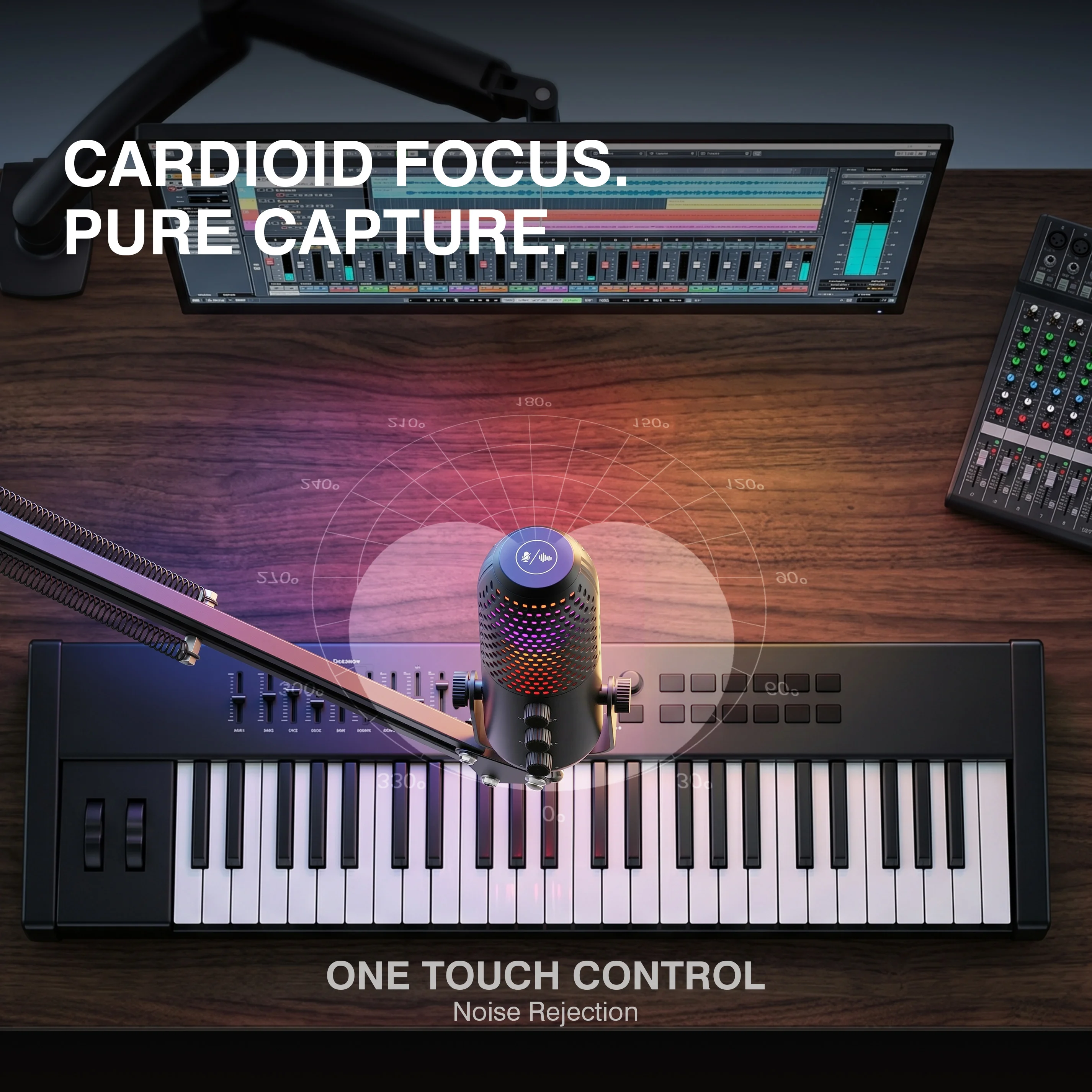 USB RGB Condenser Microphone K - Boom Arm Stand ulasan dan harga