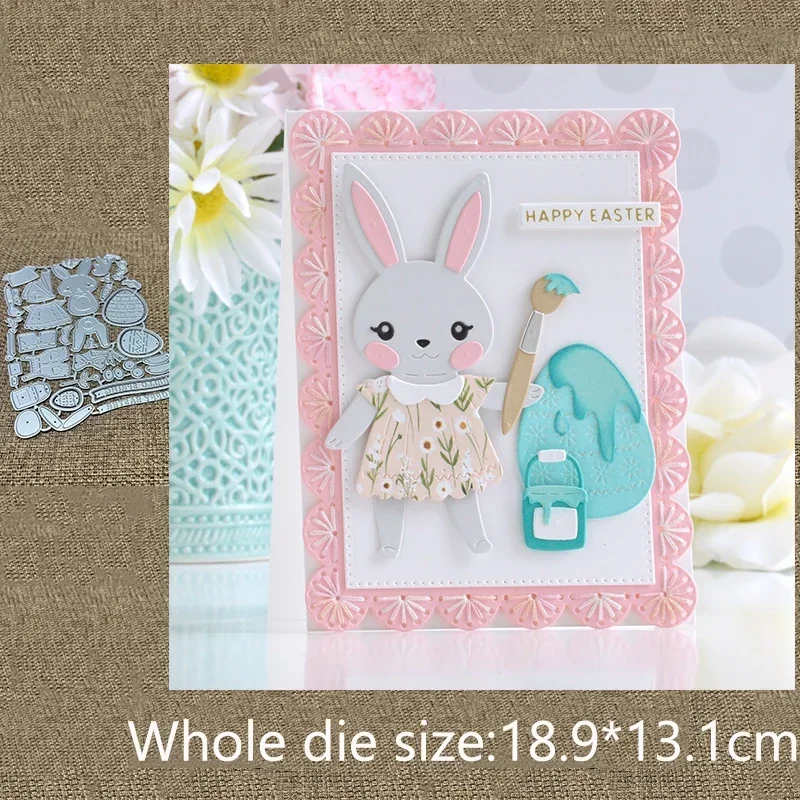 

New Craft Metal stencil mold Cutting Die Painting rabbits eggs scrapbook die cut Album Paper Card Embossing Design
