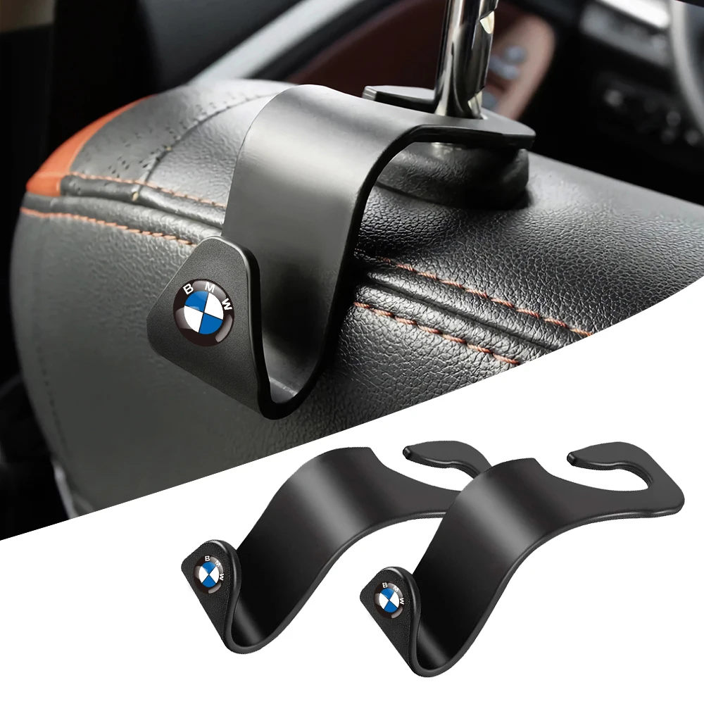 2pcs Car Back Seat Hooks AutoHeadrest Storage Hooks Clips Accessories for BMW M Performance E36 E46 E39 E60 X5 X6 1 3 5 7 Series