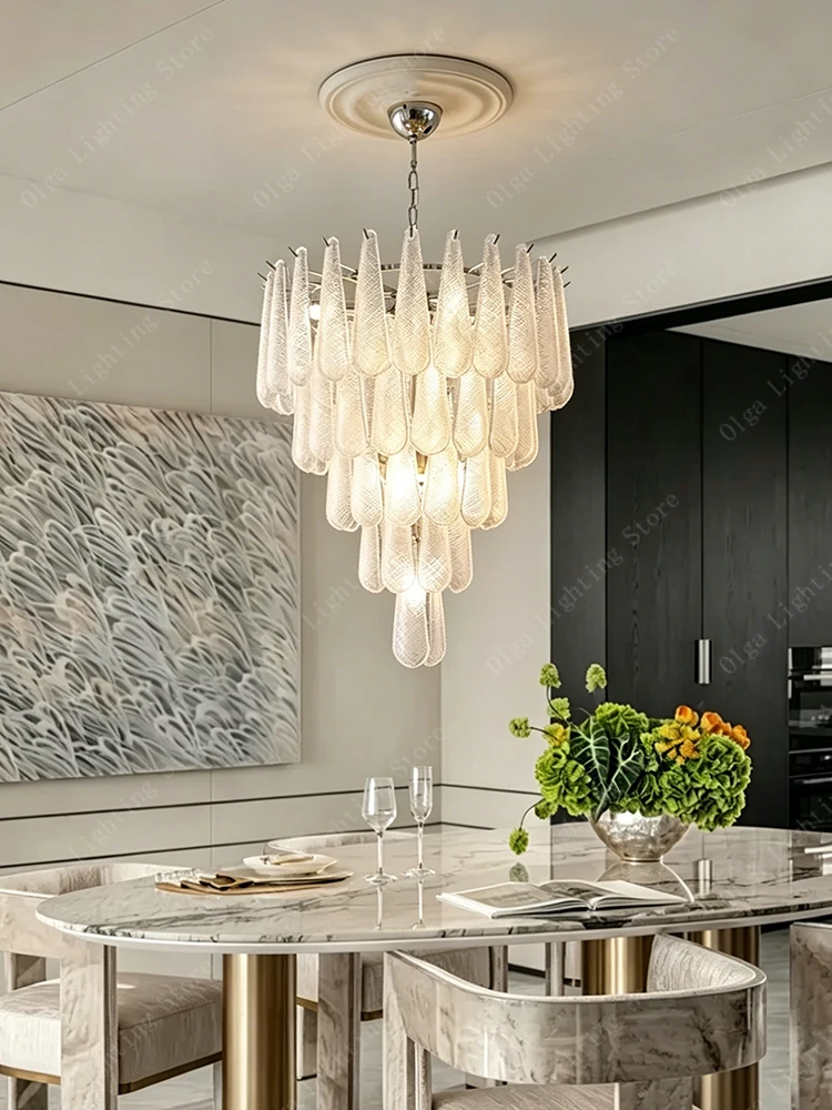 Led Modern Novelty Glass Chandelier Lights, Zara Home Decoration French Style Indoor Light Fixture Dimmable for Dining Room