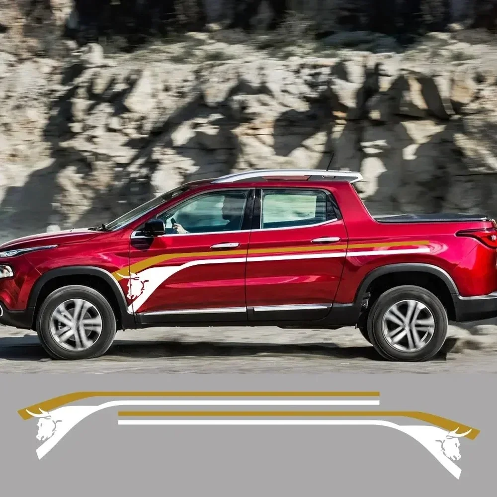 Pickup Body Side Stickers For Fiat Toro Volcano Freedom Truck Waist Line Vinyl Covers Car Decor Decals Auto Tuning Accessories