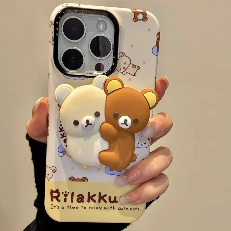 ثلاثية الأبعاد لطيف الكرتون Rilakkuma الدب حامل قبضة مغناطيسي Magsafe اللاسلكية تهمة جراب هاتف آيفون 17 16 15 14 13 برو ماكس غطاء #1