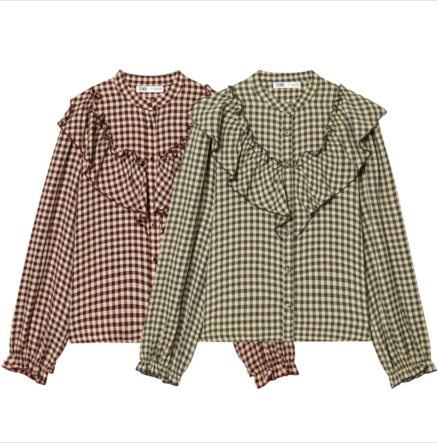 موضة جديدة طويلة الأكمام المرأة عادية فضفاض منقوشة قميص وبلوزة امرأة بلايز شيك موضة قمصان أسلوب بسيط للنساء