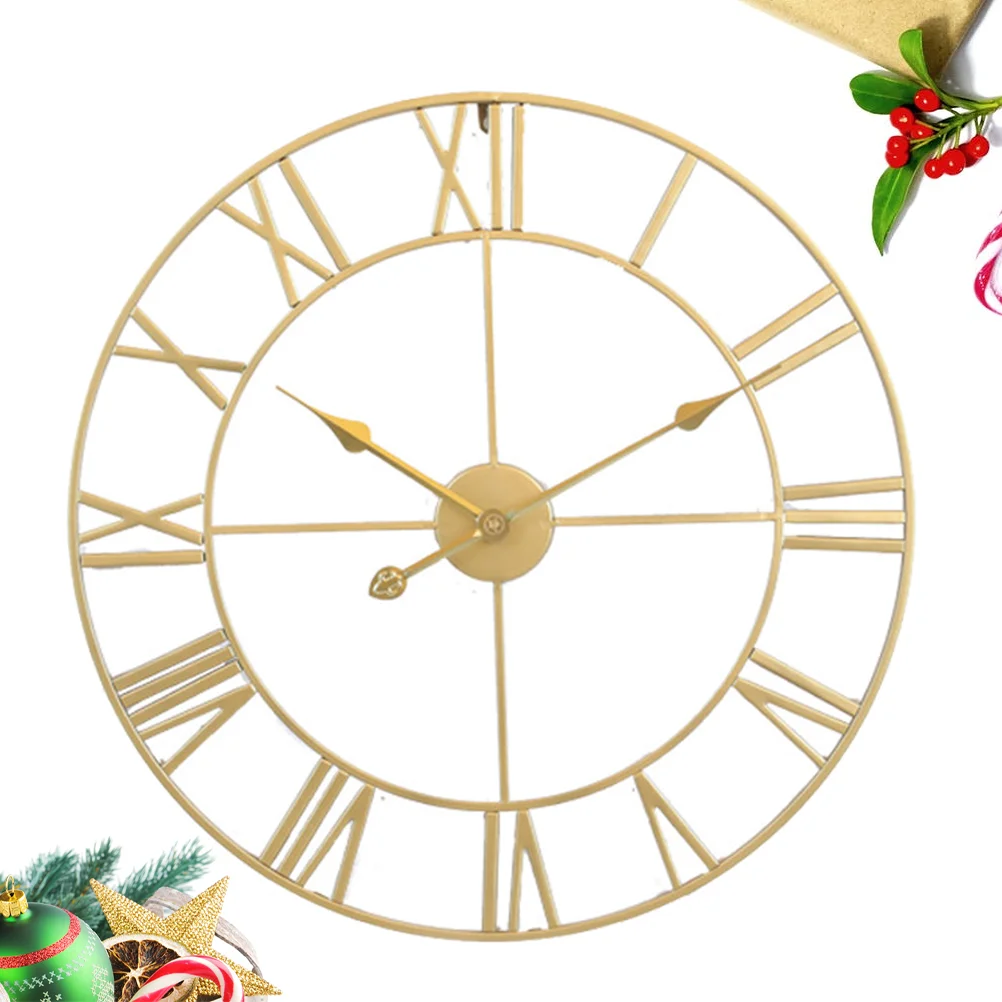 

Iron Silent Wall Clock Simple Wall Clock Decor Home Decorative Wall Clock Living Room Wall Clock (Golden Embryo Golden Stitches)