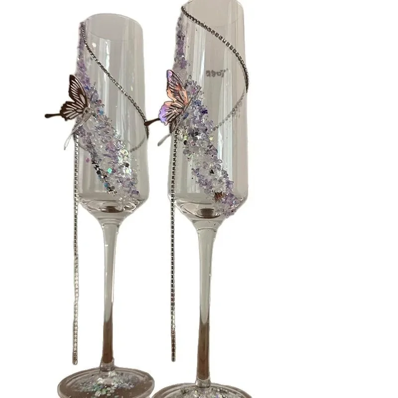 

Atmosphere, niche toast glass, champagne glass, decorative DIY material package, wedding engagement gift, Valentine's Day