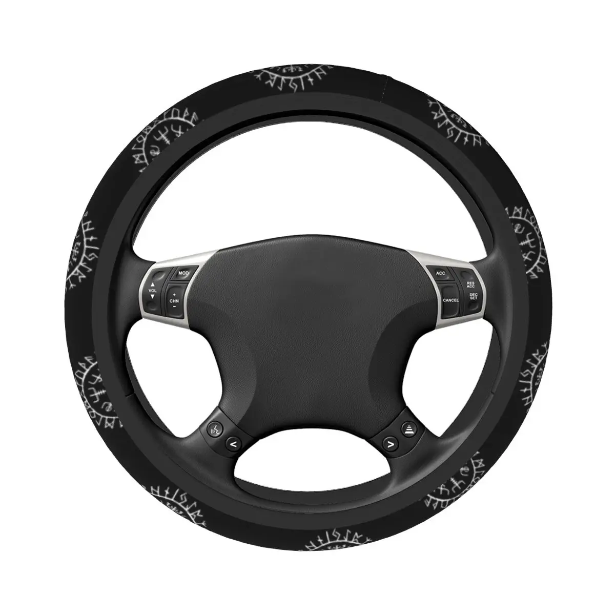 Nordic Mythology Rune Circle Car Steering Wheel Cover 38cm Mystic Viking Symbol Fashion Car-styling Interior Accessories