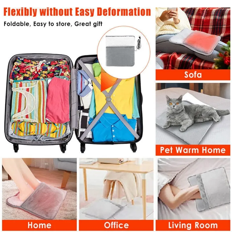 

Foot Warmer USB Foot Heater Thermal Foot Heating Pad Soft Plush Warm Foot Cover Electric Heating Feet Warmer for Home Bedroom