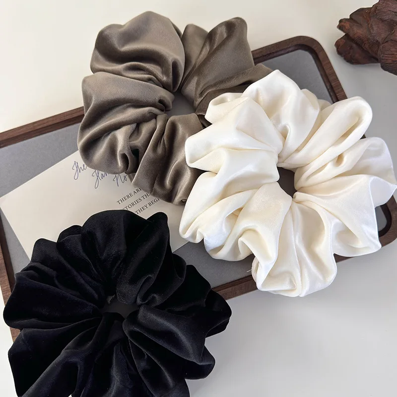 Retro Simple Velvet Large Hair Scrunchies Solid Color Headbands for Womes Girls Elegant Head Rope Rubber Bands Fashion Hair Ties