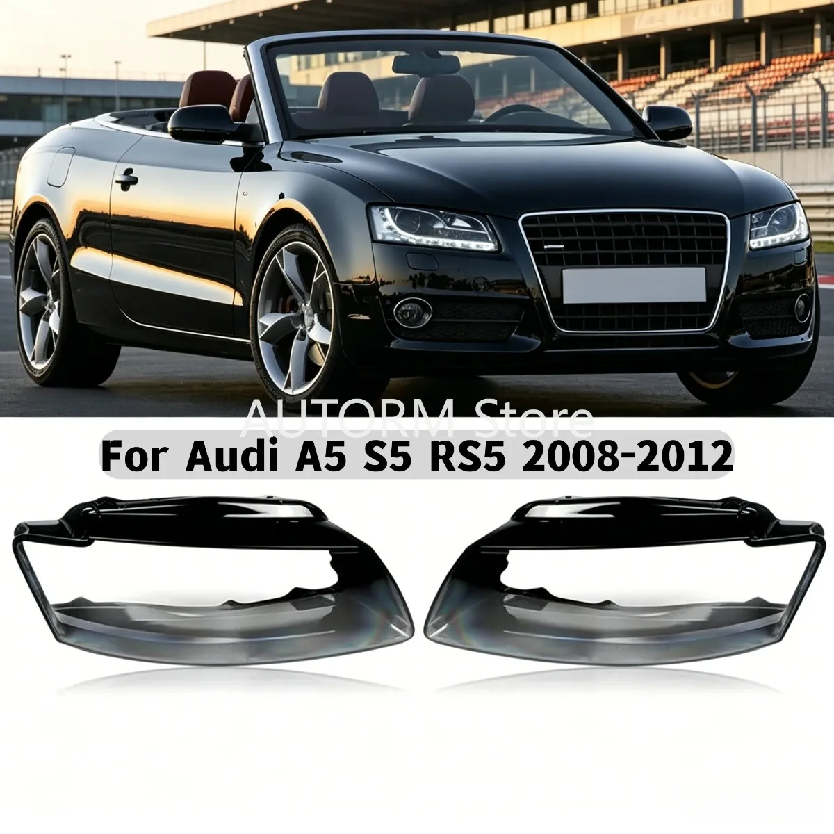 Car Headlights Lampshade For Audi A5 S5 RS5 2008-2012 Left/Right Side Headlight Cover Lens Clear Shade 8T0941004AM,8T0941003AM