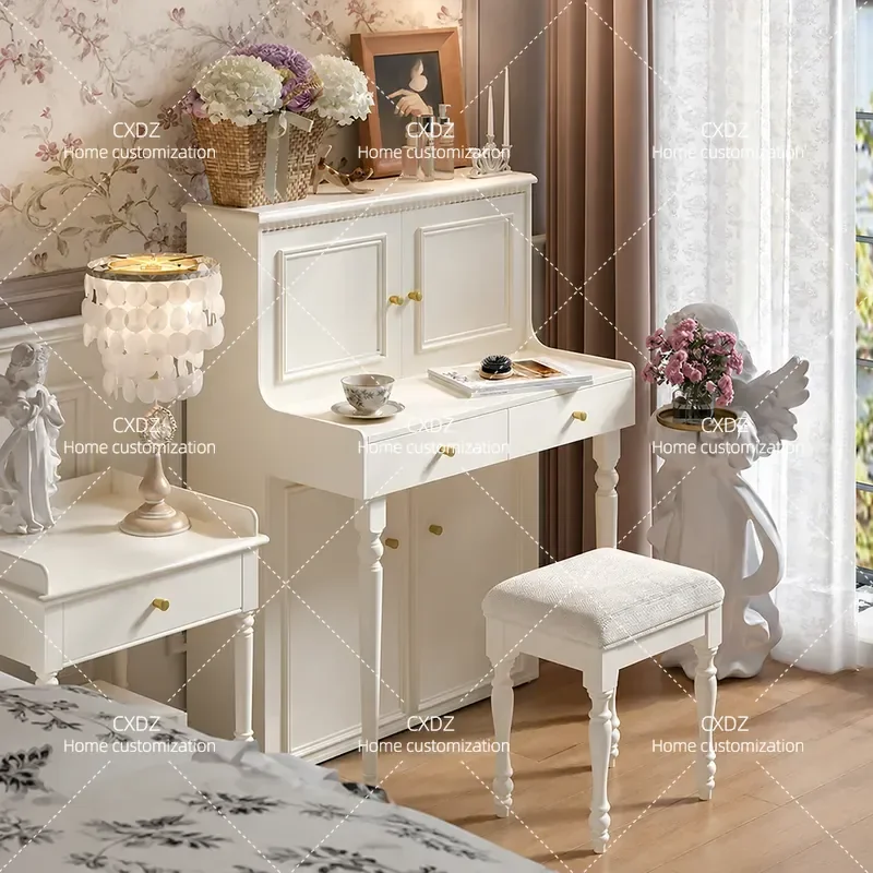cream wind solid wood small apartment white piano dresser bedside bedroom storage cabinet