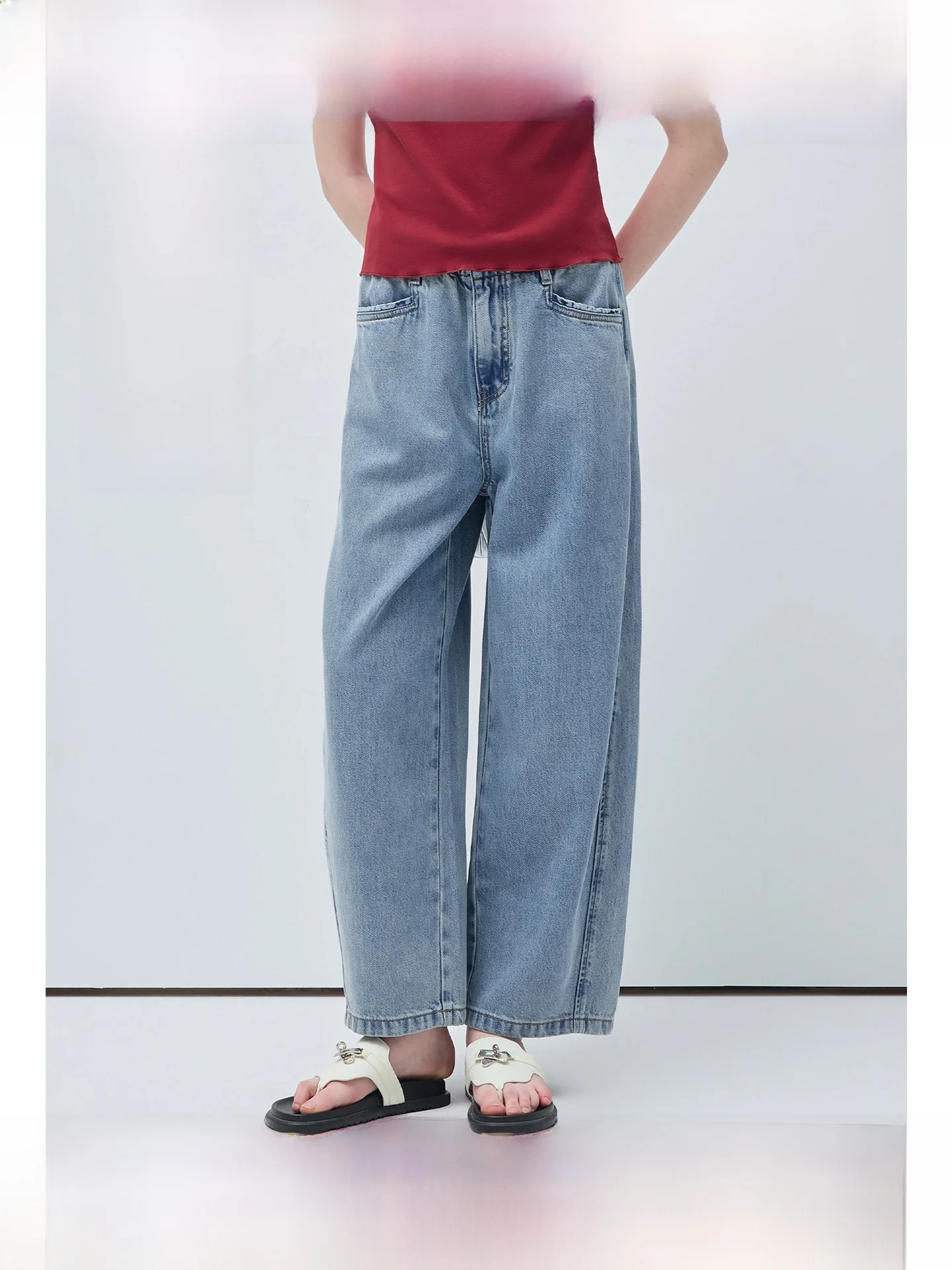 

High Waist Soft Wide Leg Jeans Rigid Levis Style plus Size Women's Clothing Casual High Waist Nine Points Fatty Women's Pants