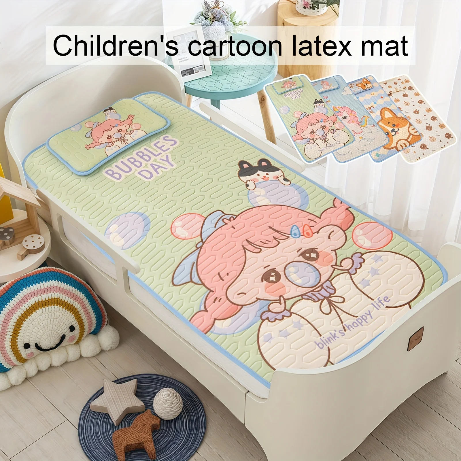 conjunto-de-2-pecas-colcha-de-verao-para-criancas-mantem-fresco-e-respiravel-conjunto-de-lencol-travesseiro-design-de-tema-de-desenho-animado-de-um-lado-adequado-para-camas-de-bebes-e-criancas-uso-universal