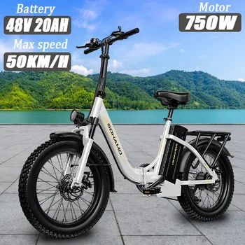 Image Electric Bike SOHAMO S3 750w motor 48v 20ah battery adult Electric Bicycle 20*3.0 inch fat tire fold mountain off-road E-bike