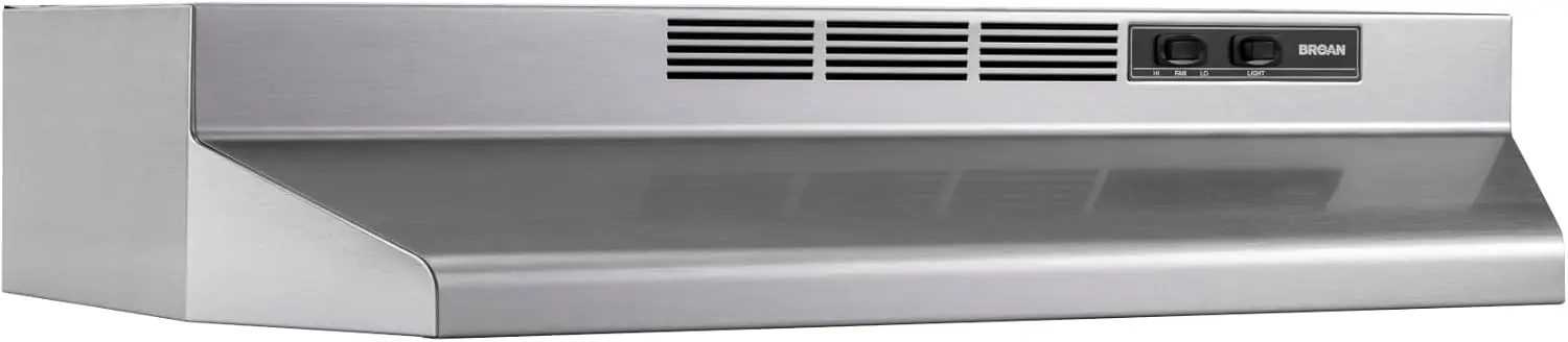 Broan Nu-Tone 4130SF Fingerprint Resistant Ductless Under-Cabinet Range Hood, 30 Inch, Stainless Finish with Print Guard