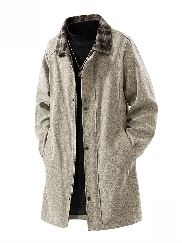 

Мужское пальто Paul Frank средней длины в клетку с цветными вставками и воротником, осеннее, в стиле ретро, британский стиль, ветровка свободного кроя, молодежное, из полиэстера