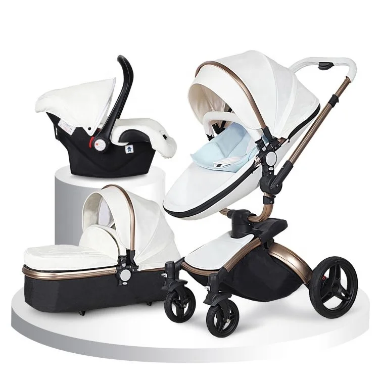 Baby Stroller 3 in 1 Infant Stroller for Toddler Easy Folding Baby Pushchair with Adjust Backrest Bassinet Stroller Infant Pram