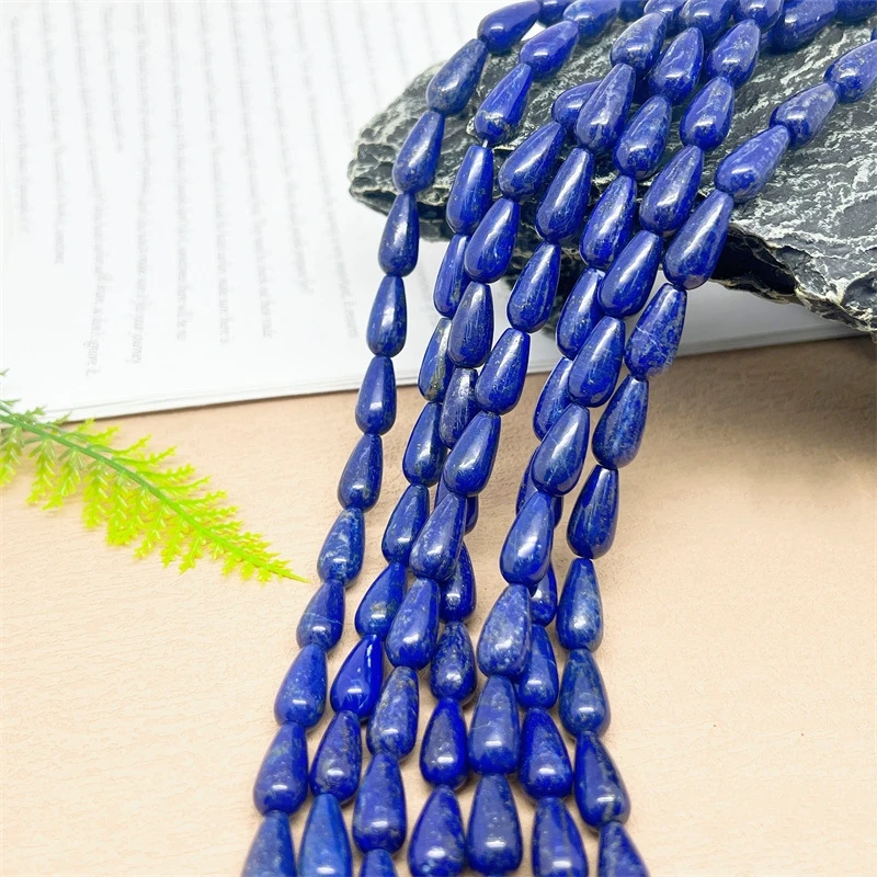 High Quality Natural Stone Blue Lapis Lazuli Stone Beads Tear Waterdrop Spacer Smmoth Bead 15'' Strand For DIY Jewelry Making