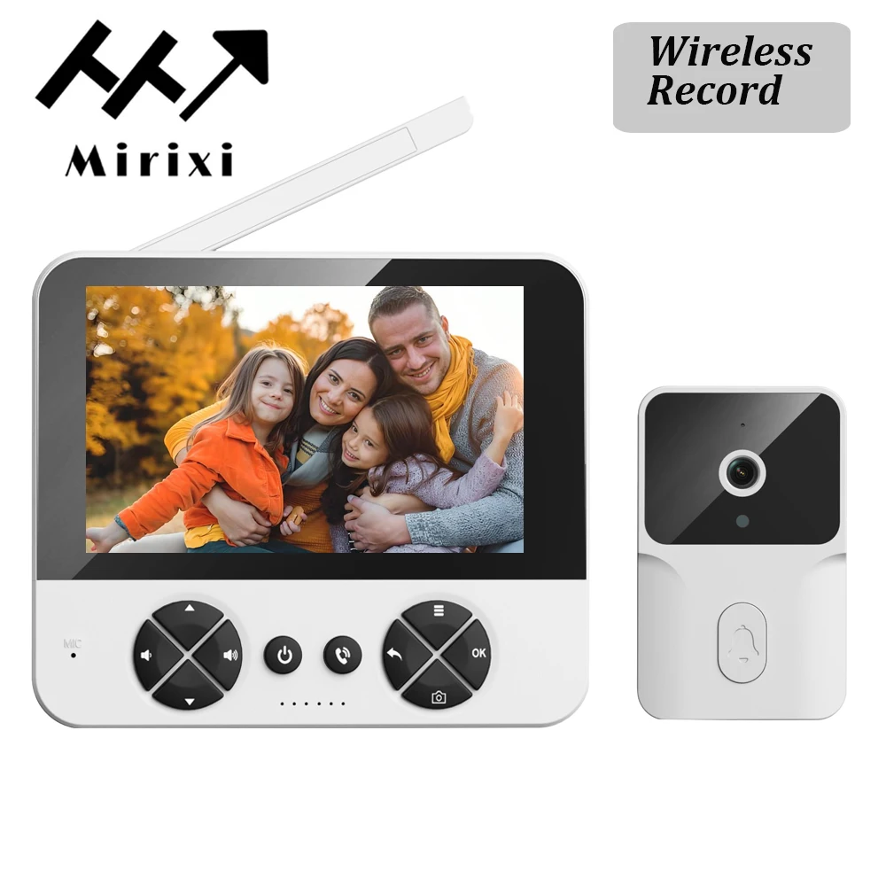 Mirixi-ワイヤレスビデオドアベル,4.3インチHDカメラ,ホームインターホン,広角録画,SDカード,ビジュアルトーク,ドアアイ,スマート,安全